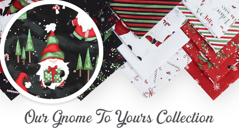 Buy  precuts, panels, and fabric by the yard from the Our Gnome to Yours fabric collection while supplies last. 