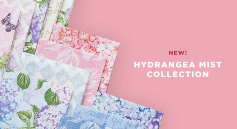 Shop the Hydrangea Mist fabric collection in precuts, yardage, panels and quilt kits while supplies last.