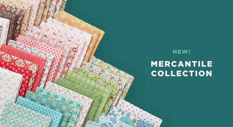 Shop the Lori Holt Mercantile Fabric Collection in yardage and precuts while supplies last.