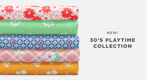 Shop vibrant 1930s reproduction prints from the 30's playtime fabric collection from Moda!