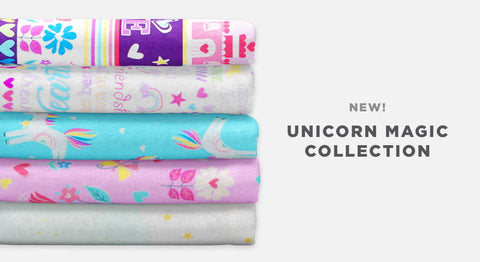 Shop the Unicorn Magic fabric collection while supplies last.