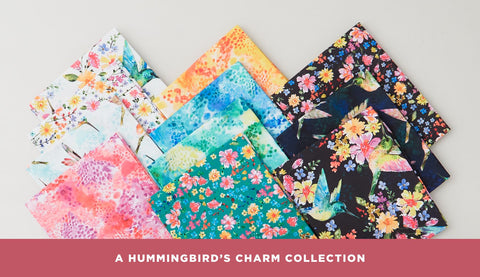 Great prices on precuts and yardage from A Hummingbird's Charm fabric collection while supplies last.