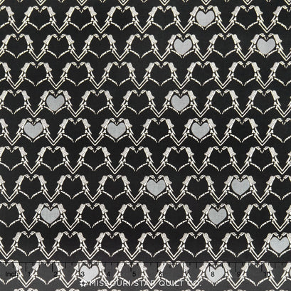 Zombie Love - Hearts Black Yardage