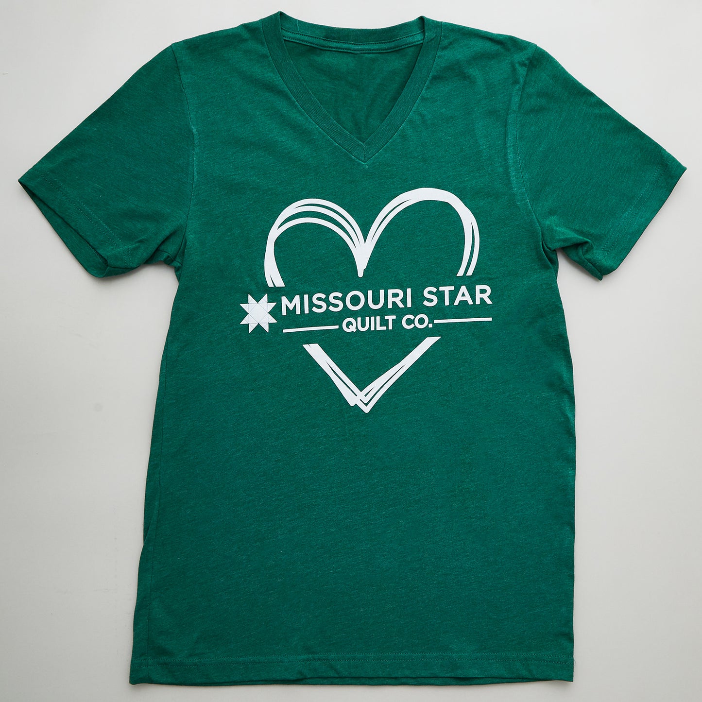 I Heart Missouri Star Heather Green V-neck T-shirt - 2XL