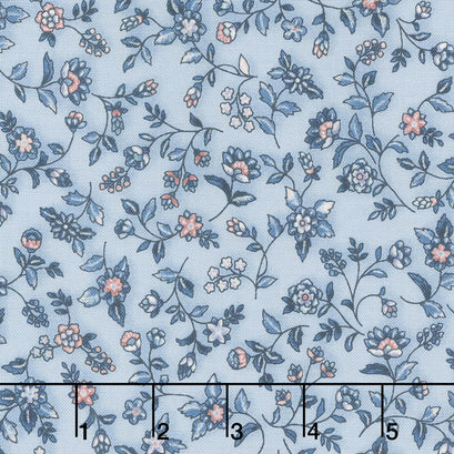 Calista - Flowers Sky Pearlized Yardage