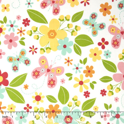 Garden Girl - Main White Yardage