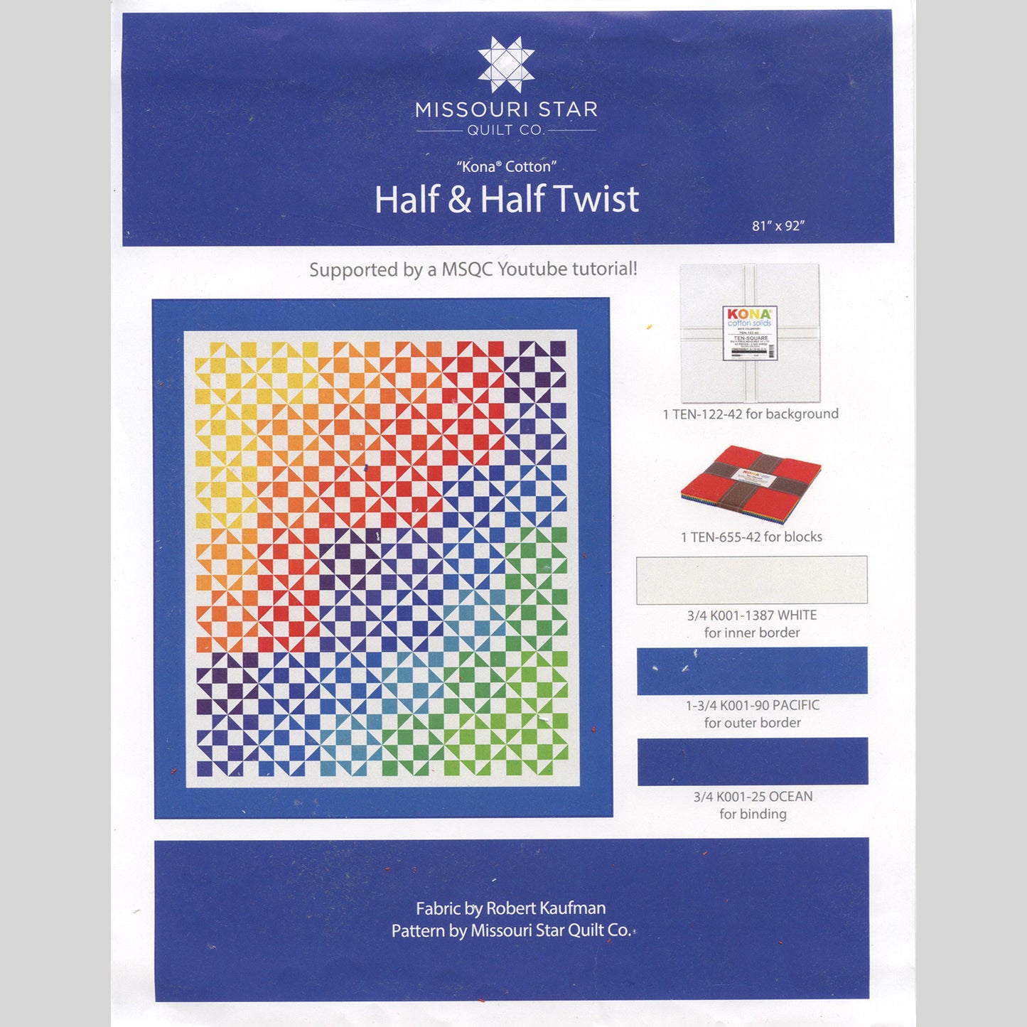 Missouri Star Kona Cotton Solid Half & Half Twist Quilt Kit Alternative View #2