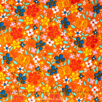 Cherry Blossom Garden - Orange Yardage