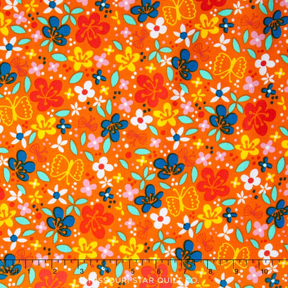 Cherry Blossom Garden - Orange Yardage