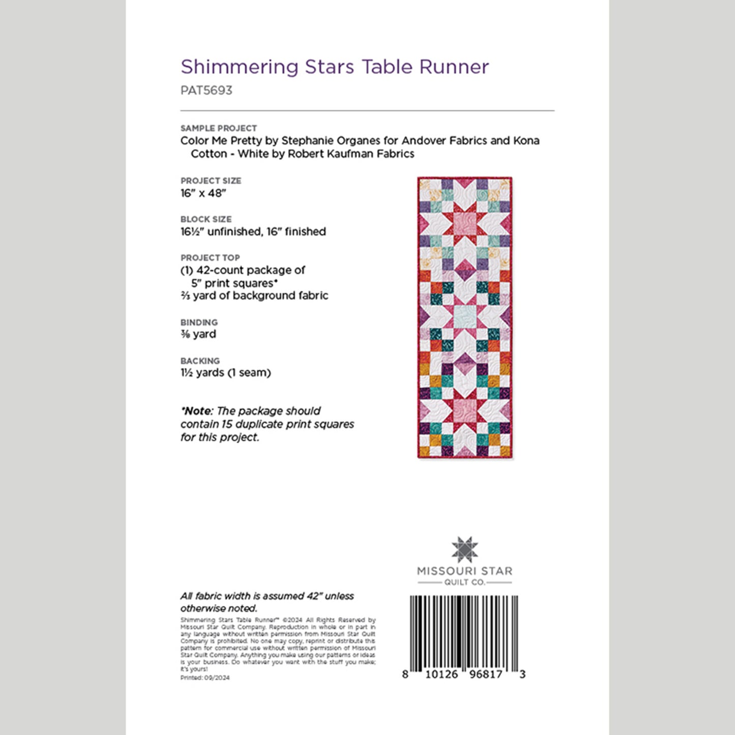 Shimmering Stars Table Runner Pattern by Missouri Star Alternative View #1