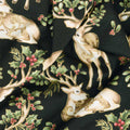 Winter In The Pines - Graceful Deer Black Metallic Yardage