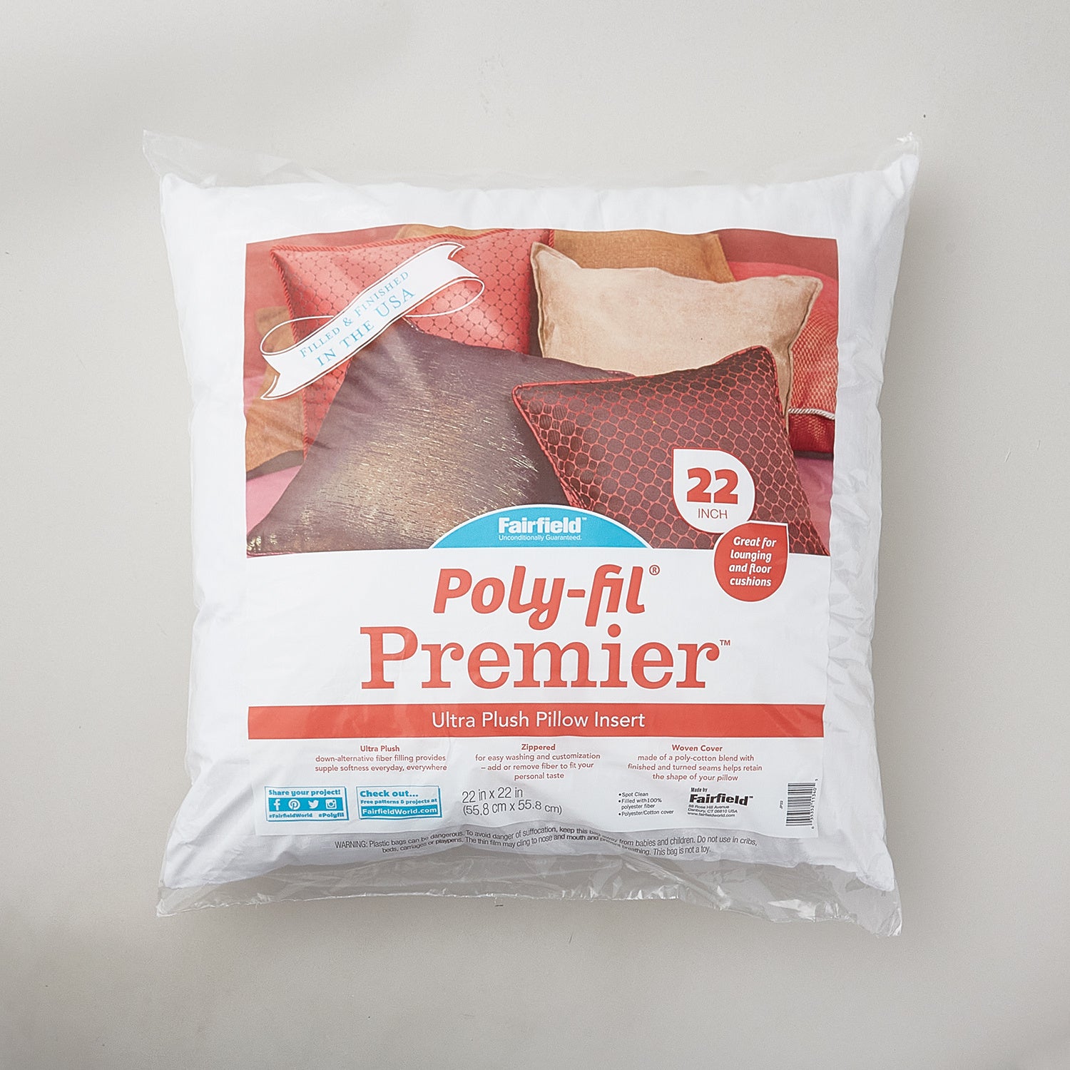 Poly Fil Premier Ultra Plush Pillow Insert 22 x 22