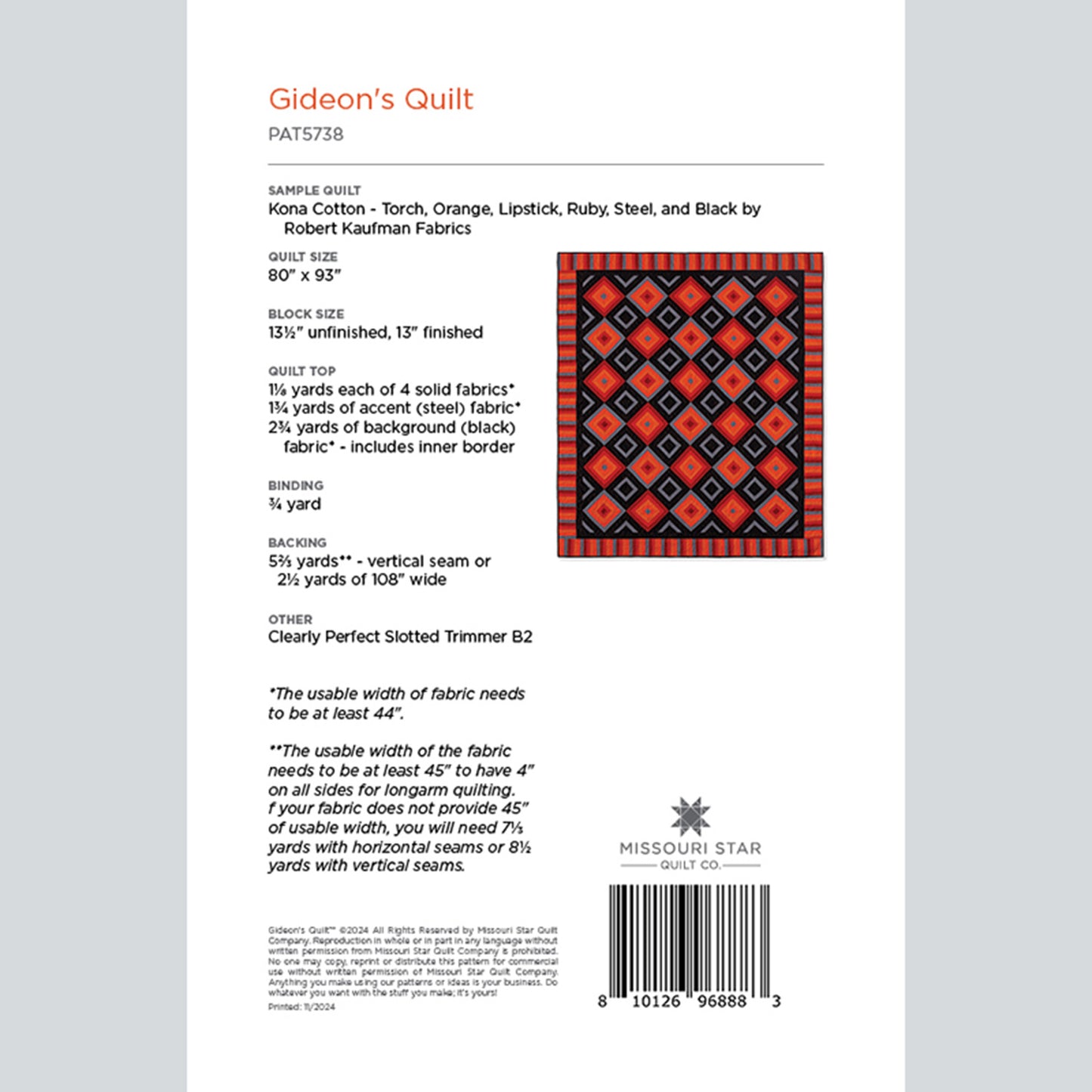 Digital Download - Gideon's Quilt Pattern by Missouri Star