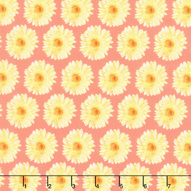 Spring Dreams - Mod Daisy Coral Yardage Primary Image