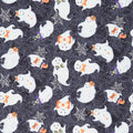 Boo Whoo - Tossed Ghosts Black Glow Yardage Primary Image