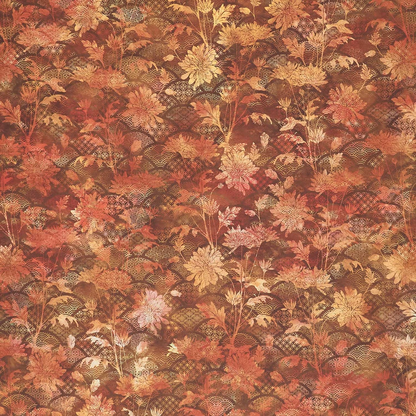 Oriental Gardens - Fan Floral Rust Yardage Primary Image