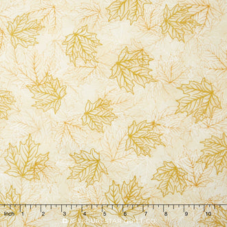 Shades of the Season 9 - Leaves Ivory Metallic Yardage