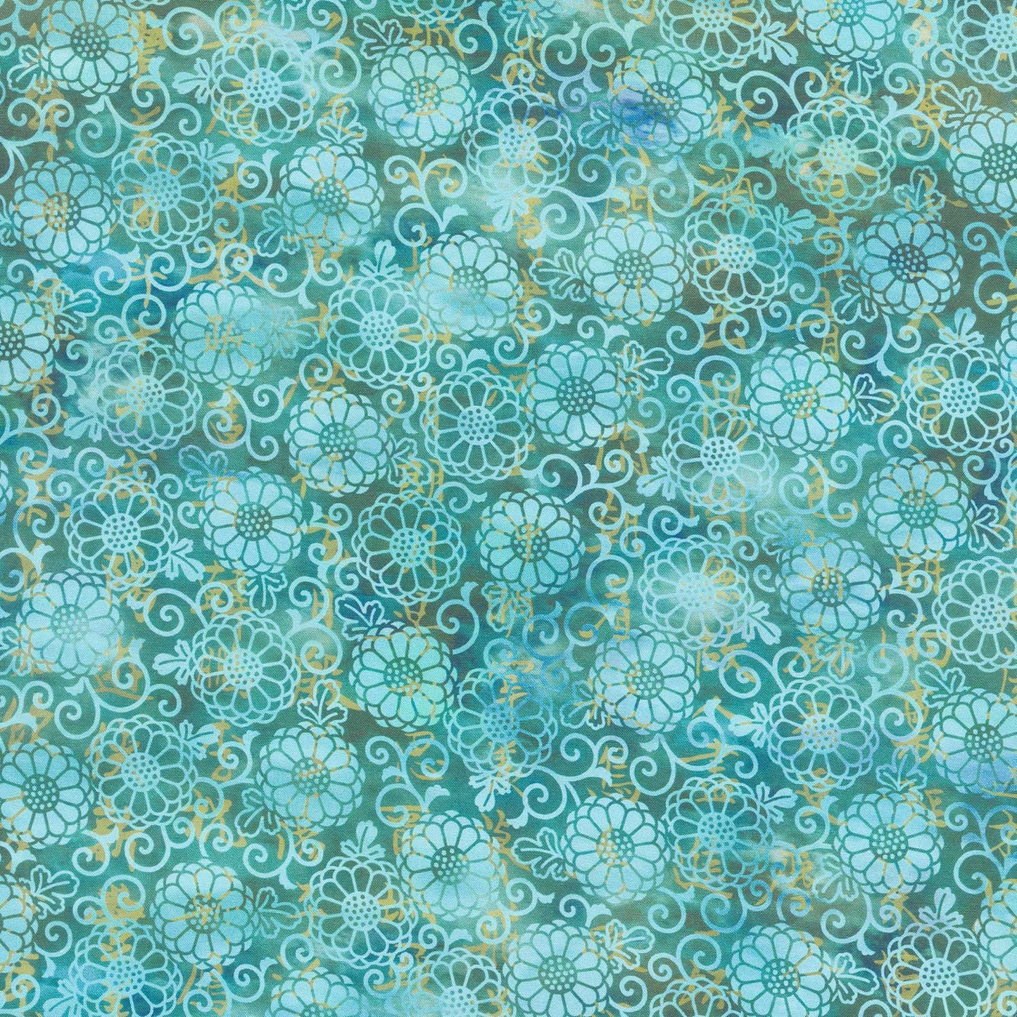 Oriental Gardens - Lace Teal Yardage Primary Image