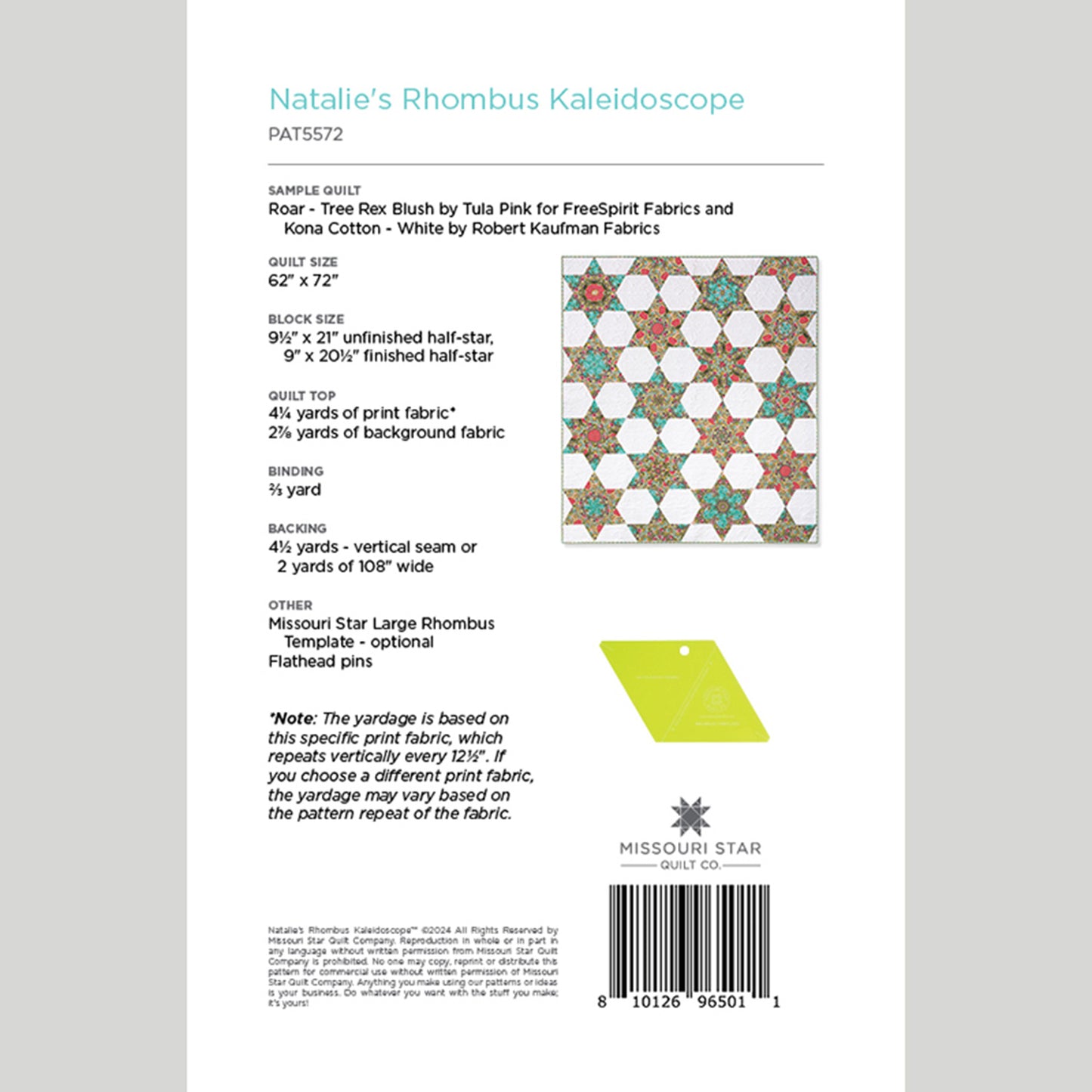 Natalie's Rhombus Kaleidoscope Quilt Pattern by Missouri Star Alternative View #1