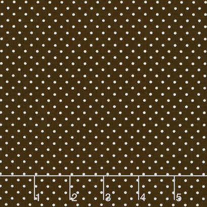 Swiss Dot - White Swiss Dot on Brown Yardage