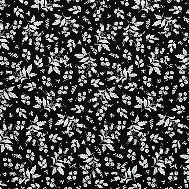 Midnight Meadow - Stems Black Yardage