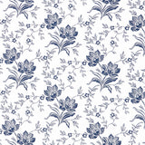 Denim and Daisies - Woodcut Bloom Ivory - Midnight Jeans Yardage Primary Image