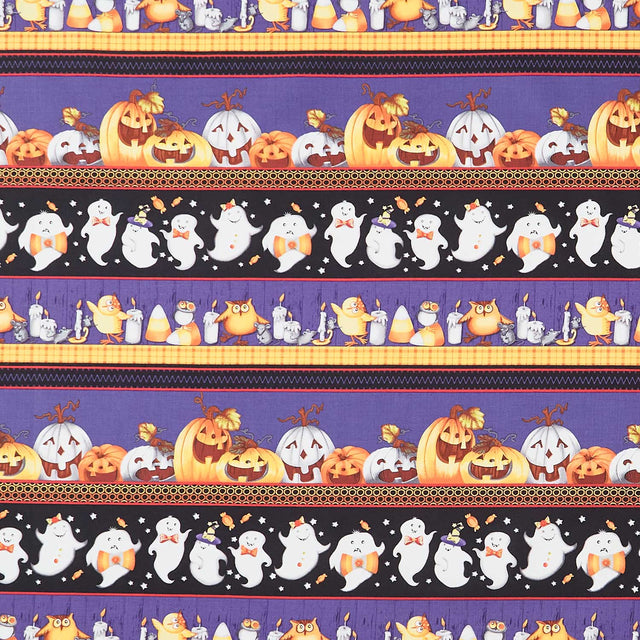 Boo Whoo - Border Stripe Purple Black Glow Yardage Primary Image