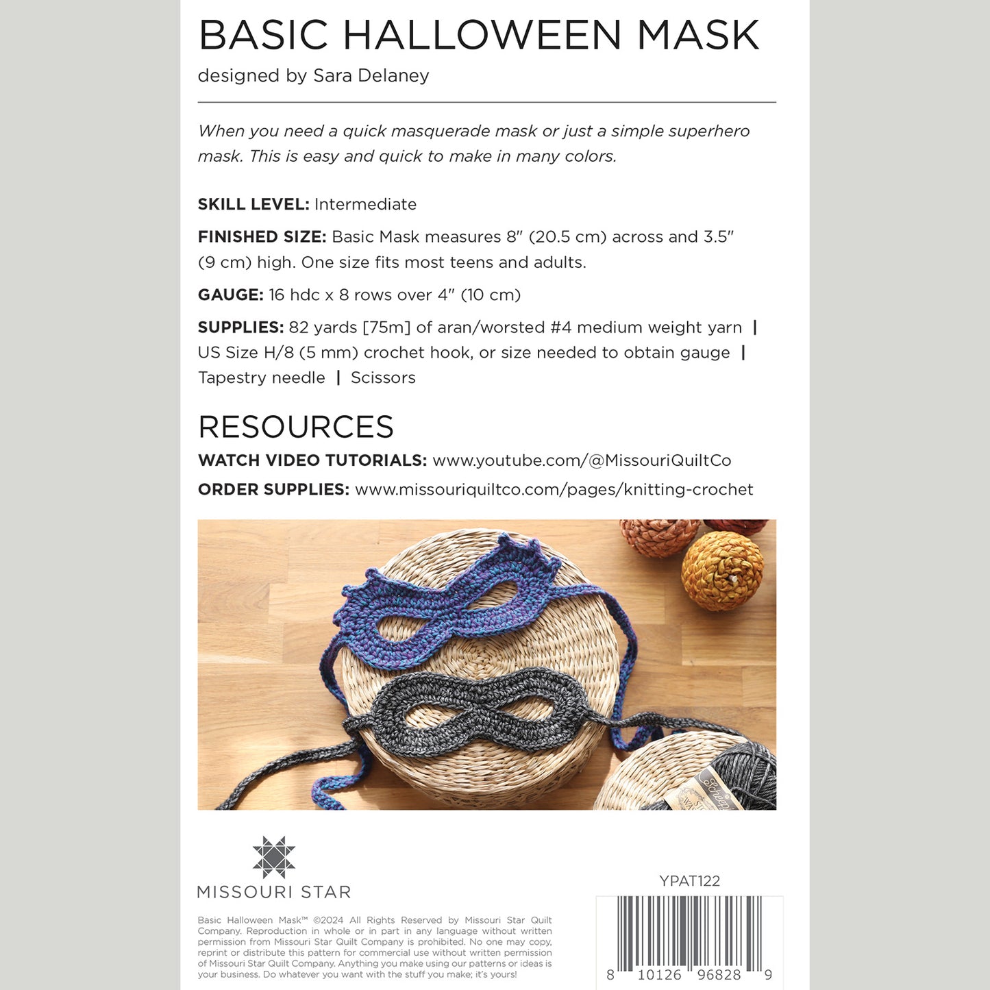 Digital Download - Last Minute Mask Crochet Pattern