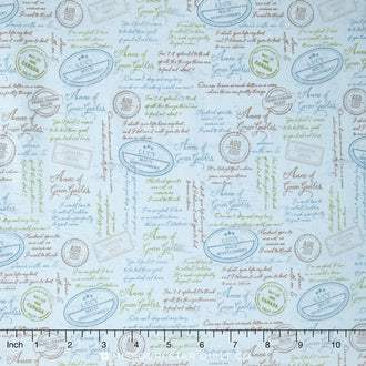 Anne of Green Gables - Anne Quotes Blue Yardage