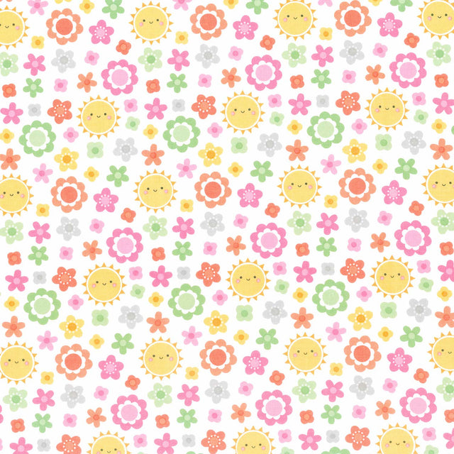 Bundle of Joy - Blossoms White Yardage Primary Image