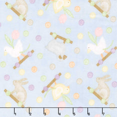 Little Chicks - Pull Toys Blue Flannel Yardage