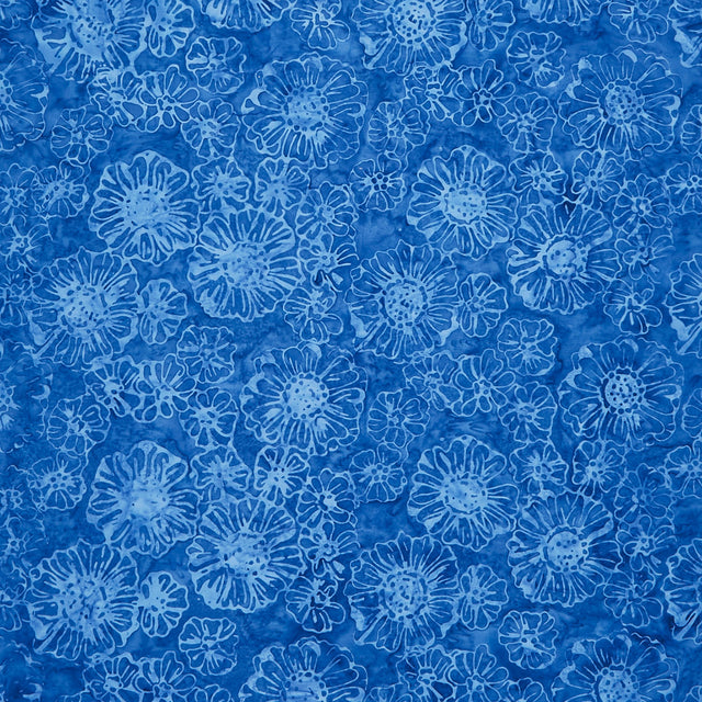 Tonga Batiks - Bluebell - Calendula Floral Royal Yardage Primary Image