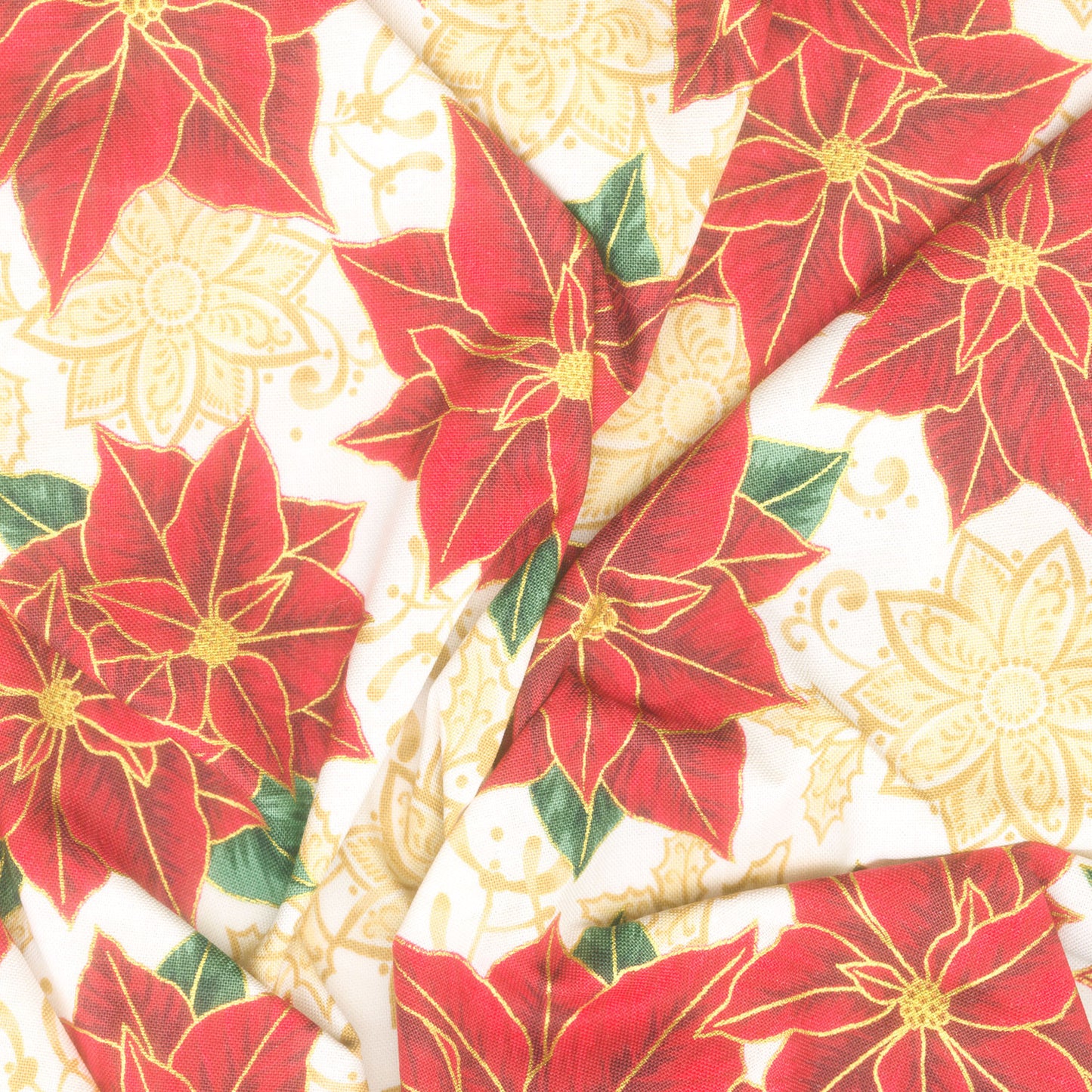 Holiday Flourish - Festive Finery - Poinsettias Cream Yardage Alternative View #1