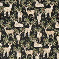 Winter In The Pines - Graceful Deer Black Metallic Yardage