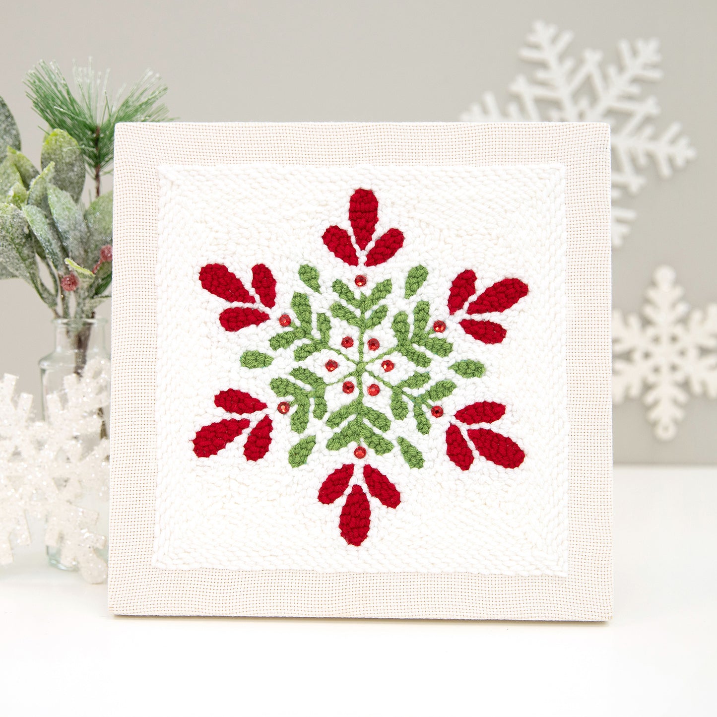 Snowflake Shimmer Punch Needle Embroidery Frame Kit