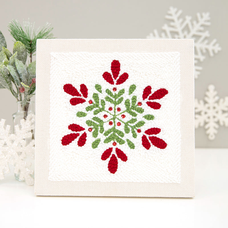 Snowflake Shimmer Punch Needle Embroidery Frame Kit