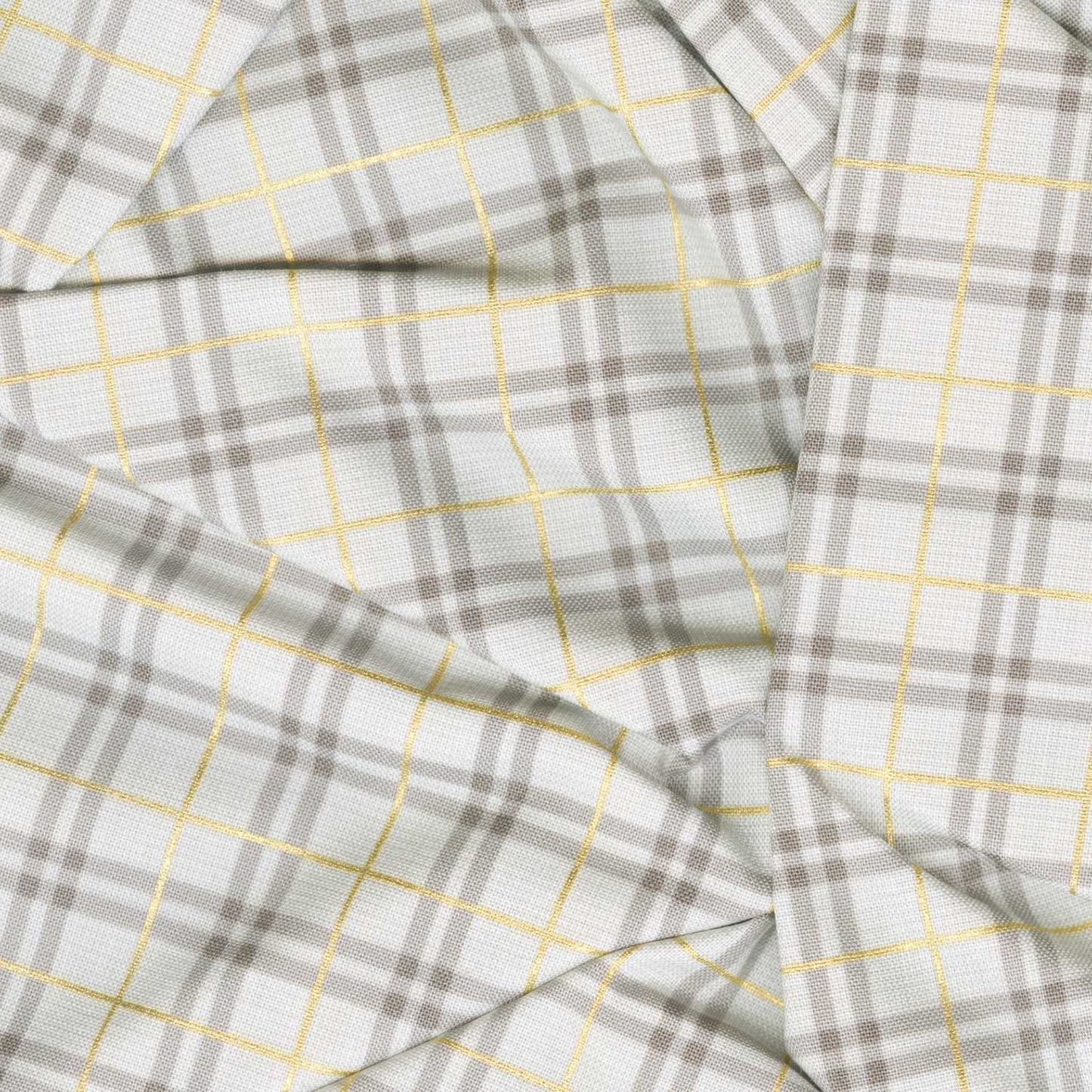 Winter Dreams - Gingham Taupe Metallic Yardage Alternative View #1