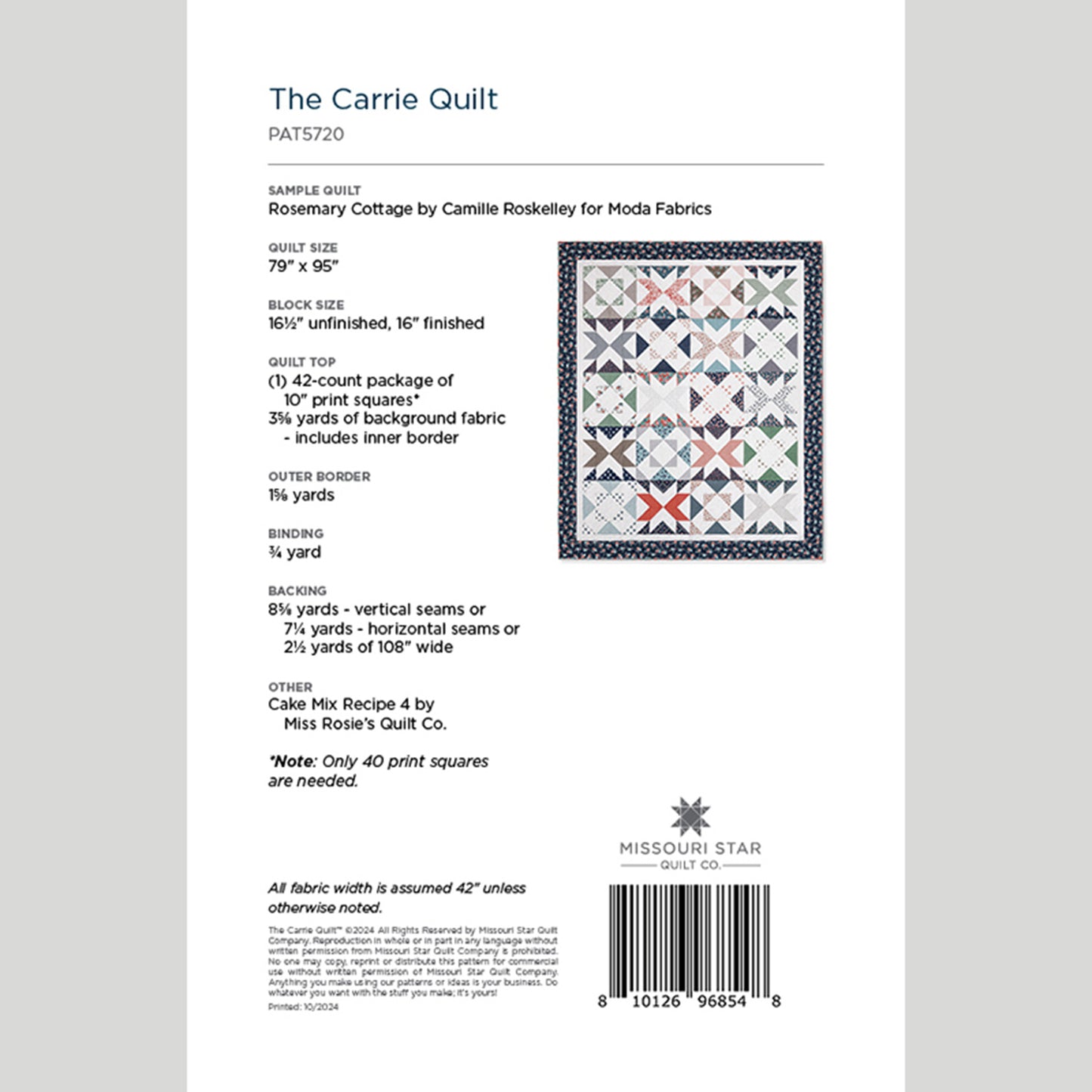 The Carrie Quilt Pattern by Missouri Star