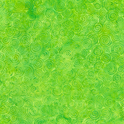 Summertime Batiks - Small Swirl Green Sprout Yardage