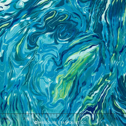 North American Wildlife 2 - Waves Blue/Green Ocean Yardage