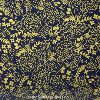 On Trend - Trend Floral Navy Sparkle Yardage