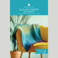 Slalom Stripes Tunisian Blanket Kit, Large - Nautical Twilight/Hollyhock