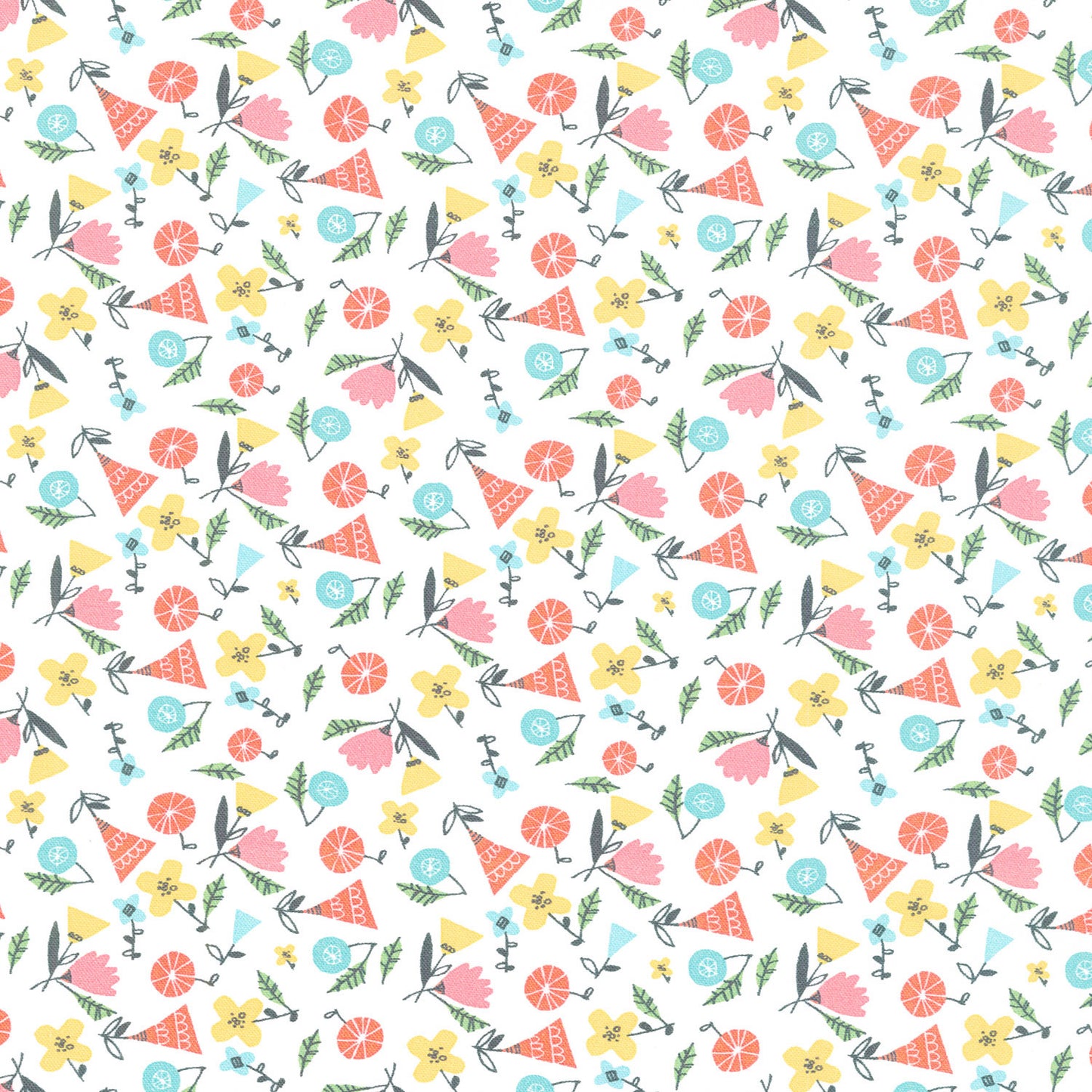 Elephant Joy - Spirit Floral White Yardage Primary Image