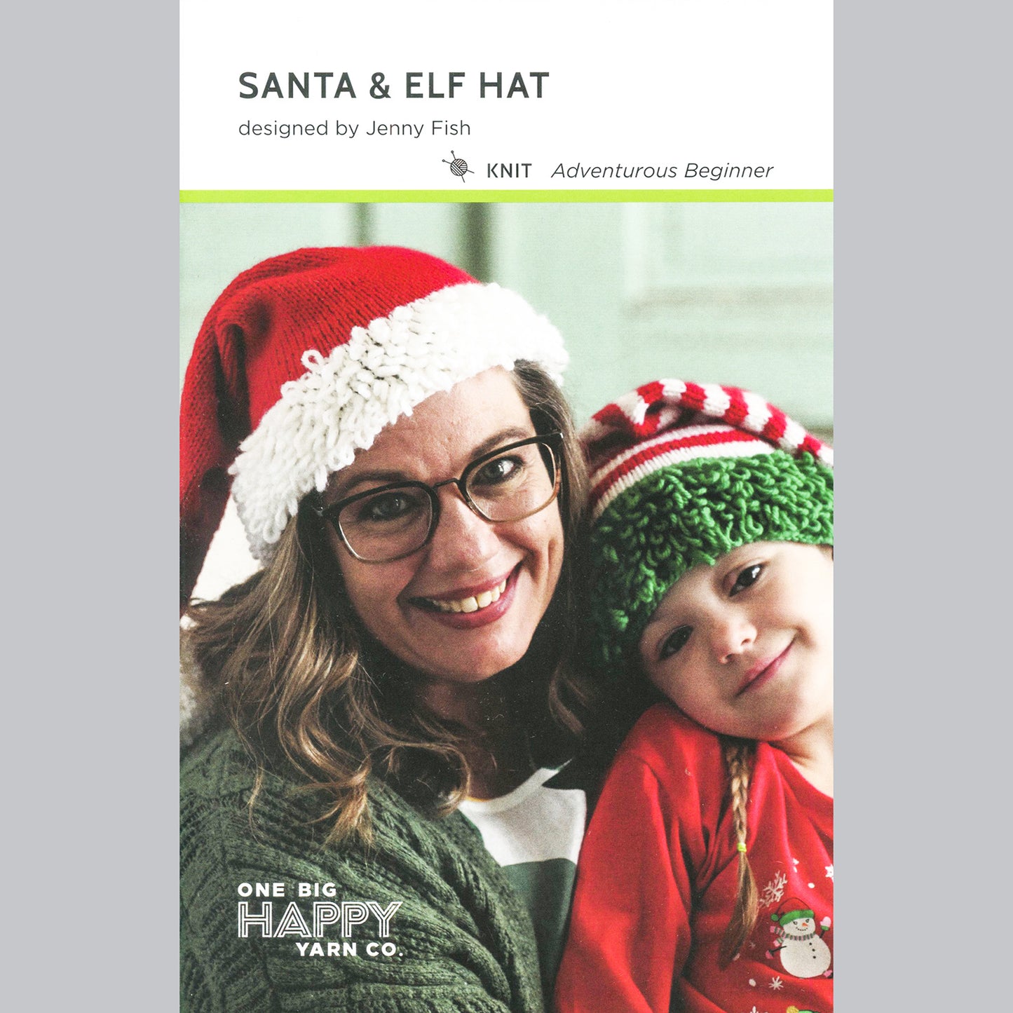 One Big Happy Santa and Elf Hat Printed Knitting Pattern Primary Image