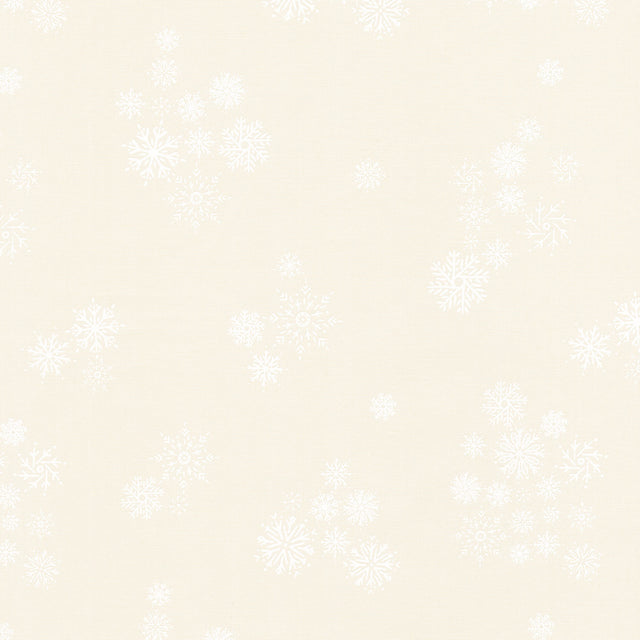 Cozy Wonderland - Snowflake Fall Natural - White Yardage Primary Image