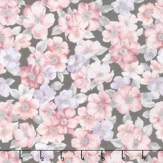 Woodside Blossom - Flowers Charcoal Yardage