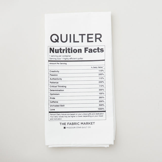 Missouri Star Quilter Nutrition Facts White Canvas Tea Towel Primary Image