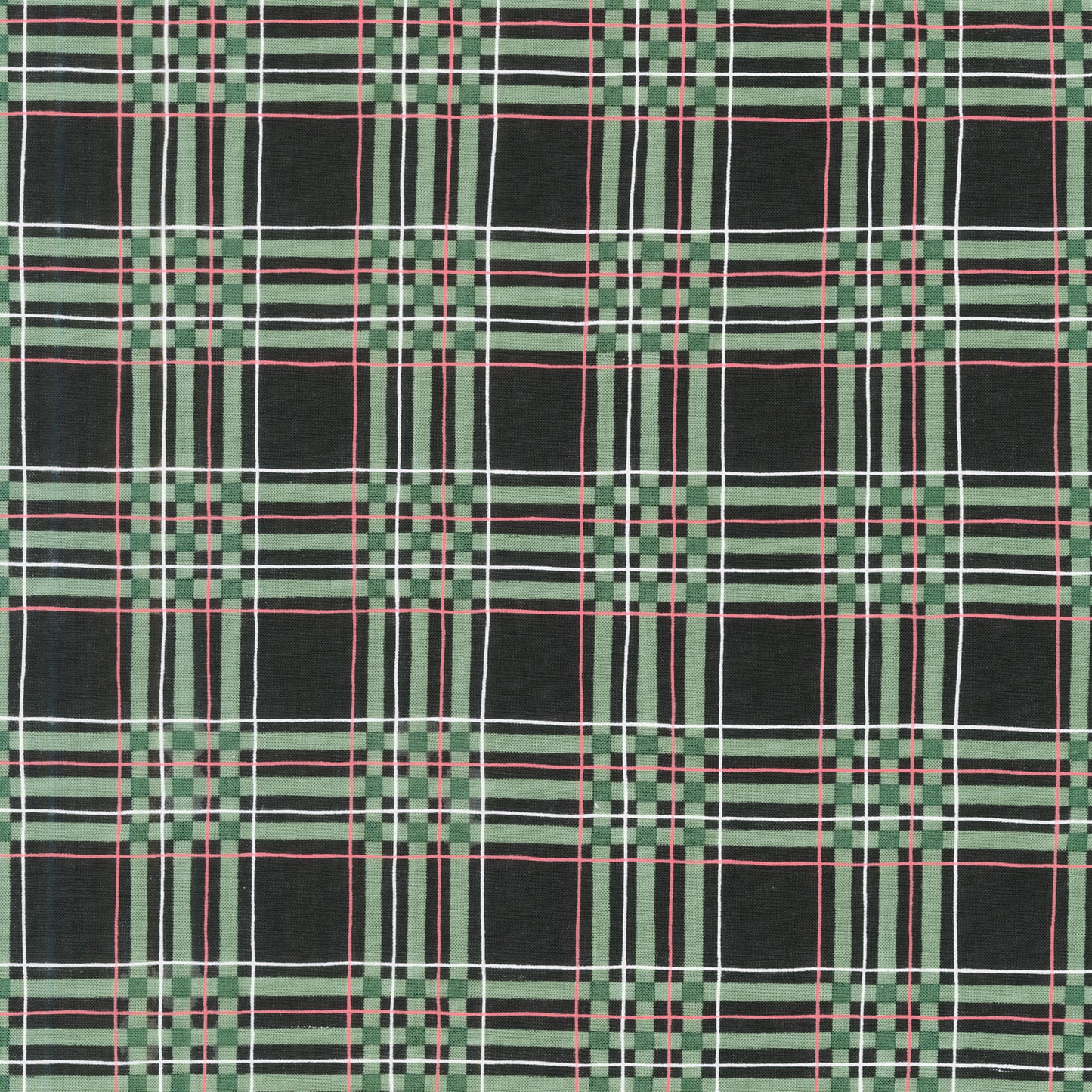 Woodland Winter - Woodland Plaid Charcoal Black Yardage Primary Image