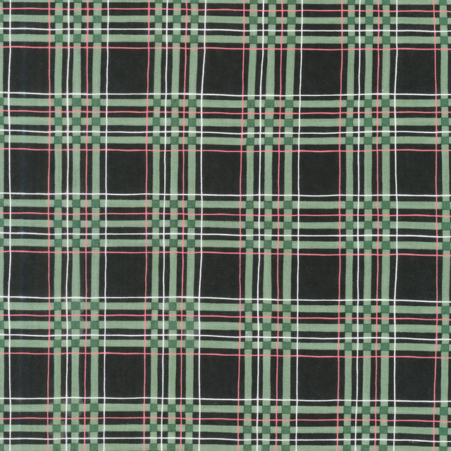 Woodland Winter - Woodland Plaid Charcoal Black Yardage Primary Image