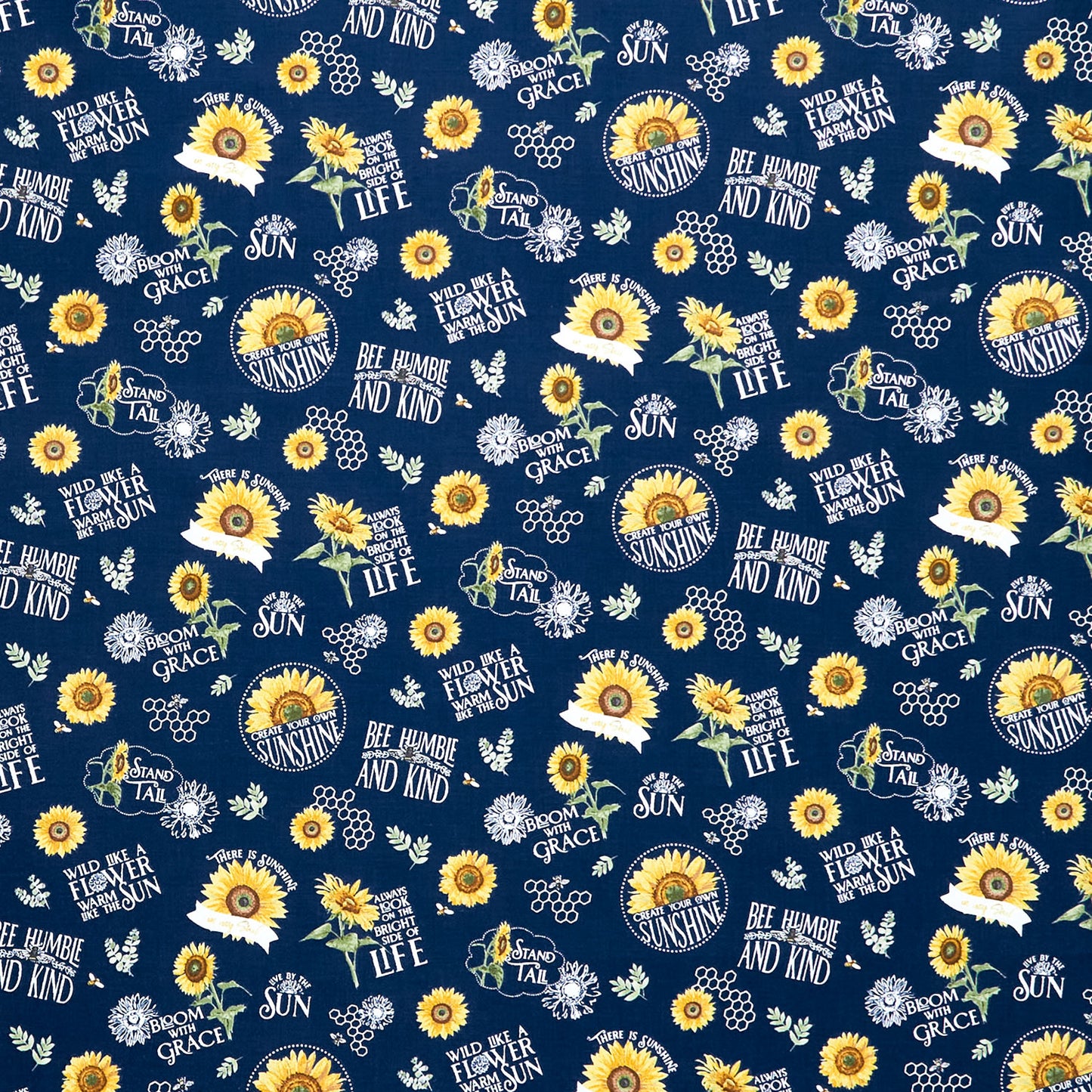 Honey Bees and Flowers Please - Floral Main Navy Yardage Primary Image